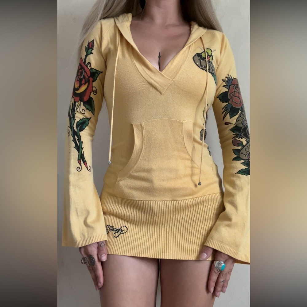 Ed Hardy Yellow Mini Dress